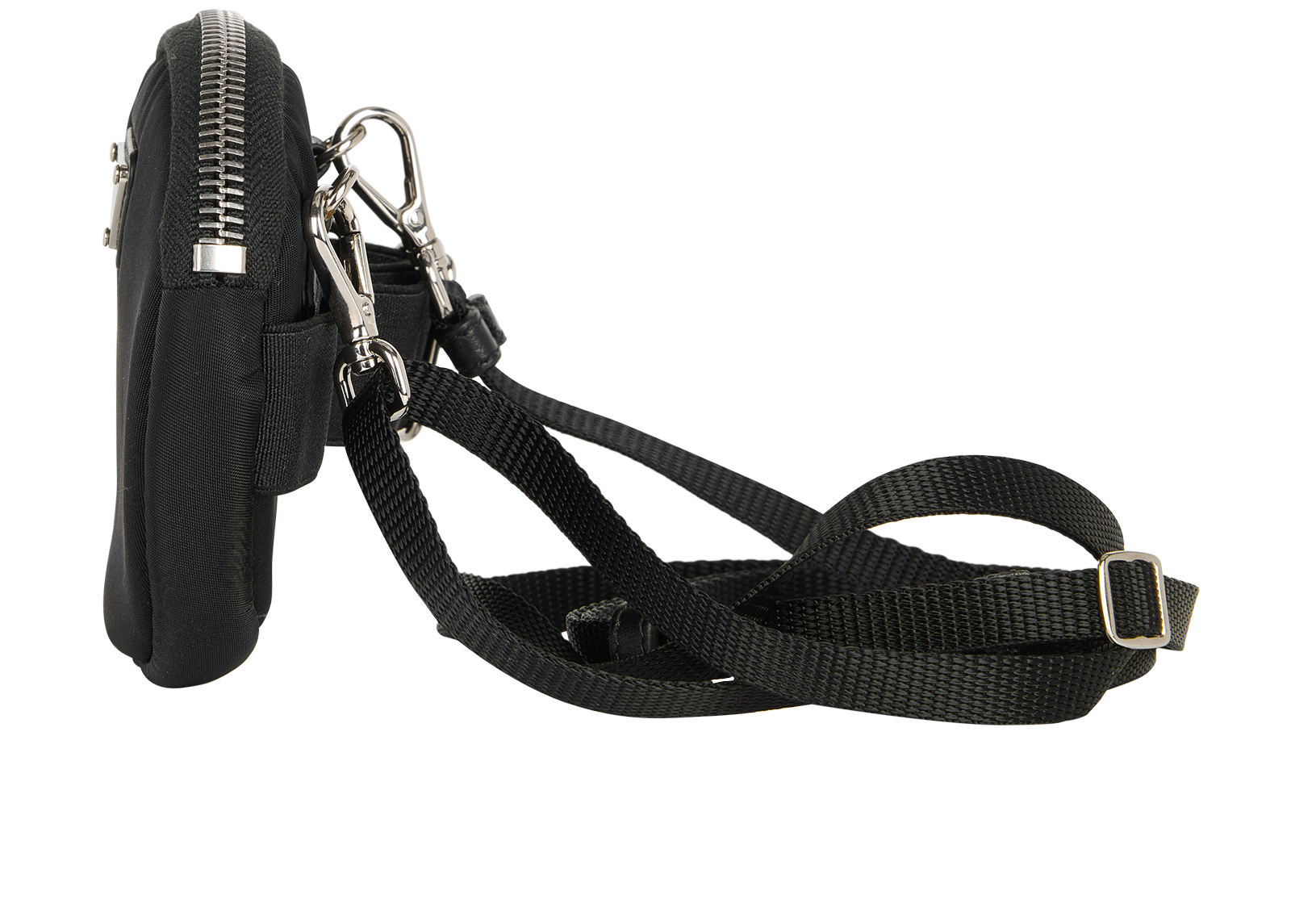 Prada Mini Round Pouch, &pound;350, Accessories, Black, Nylon, Bottom view